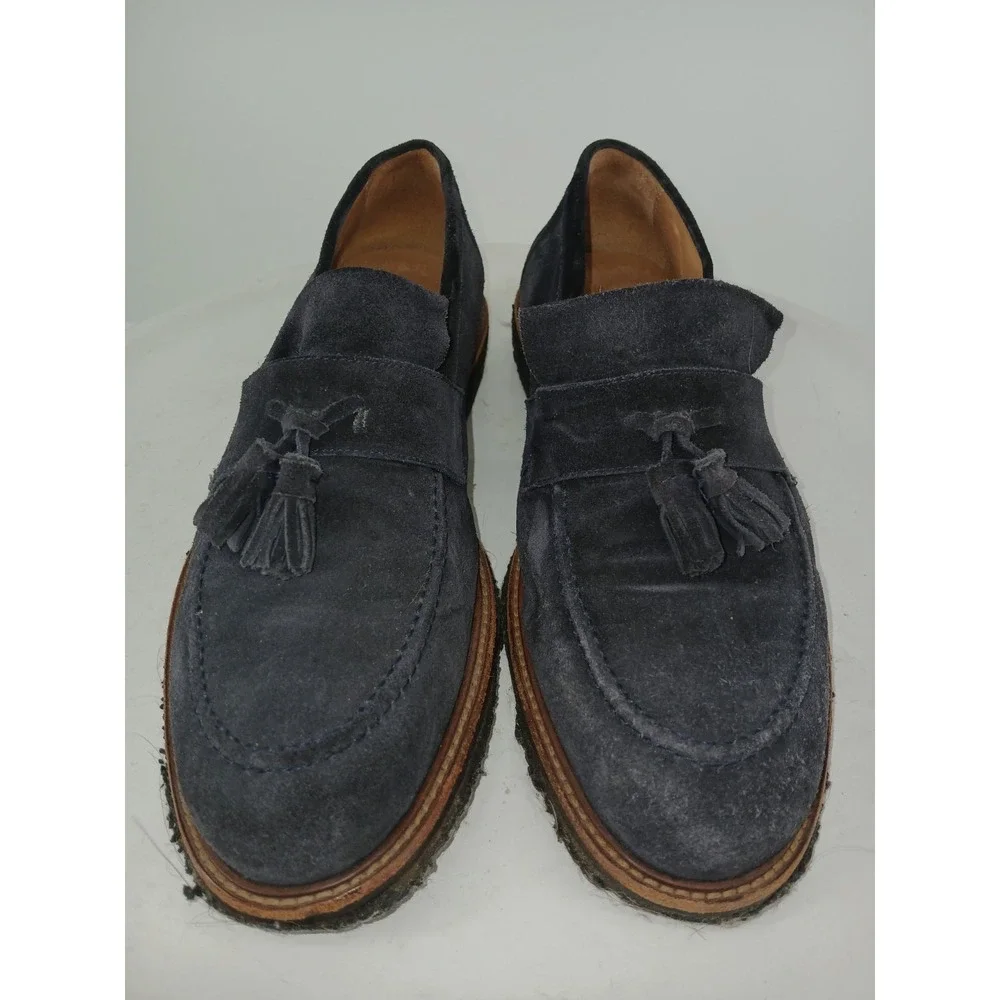 SuitSupply Navy Blue Suede Tassel Slip-On Loafers Size US10 EU43  C132